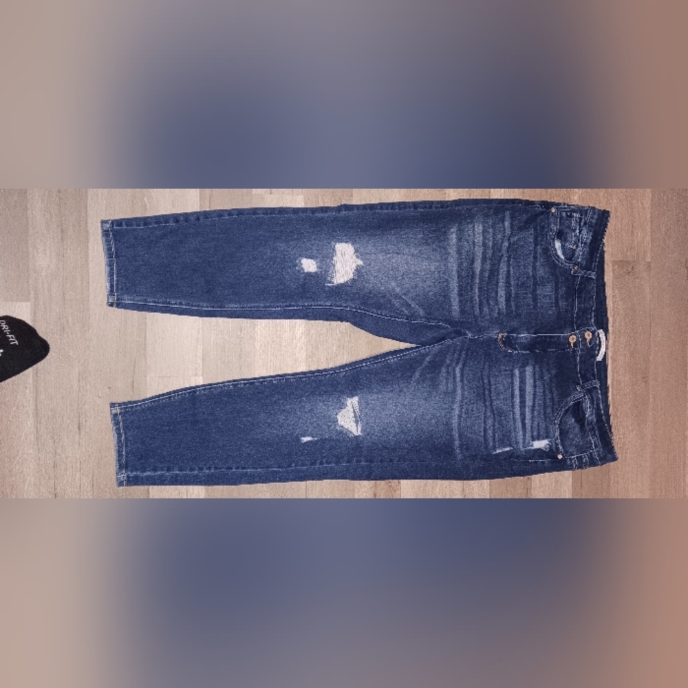 KanCan High Rise Dark Destructed Skinny Jean